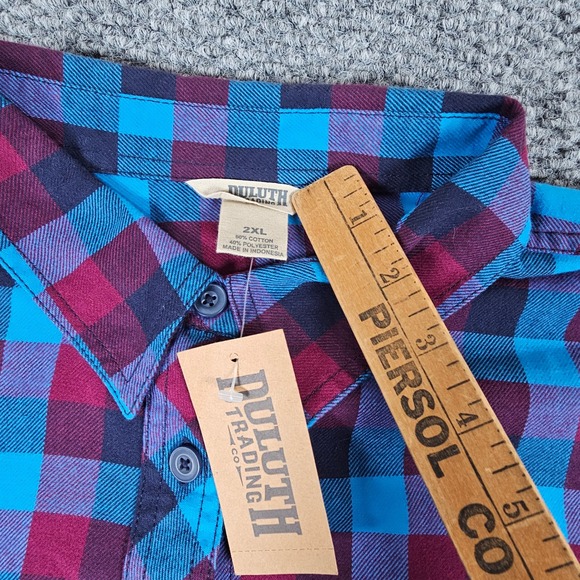 Duluth Trading Co WM Crosscut Wicking Flannel Shirt RSBMICHK 2XL Blue Plaid - Picture 3 of 8